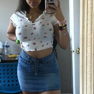 Pink and White Floral Shirt